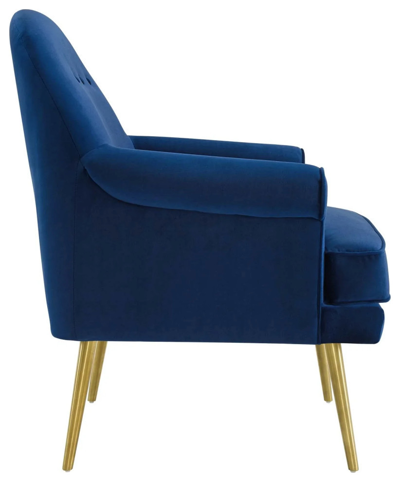 Chiara Navy Tufted Button Accent Performance Velvet Armchair   Midcentury   Armchairs And Accent Chairs   by Peachtree Fine Furniture  Houzz