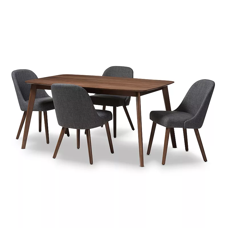 Baxton Studio Mid-Century Rounded Chair and Table Dining 5-piece Set