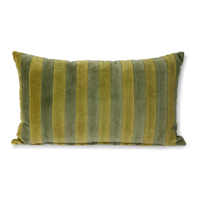 Striped velvet pillow - green camo