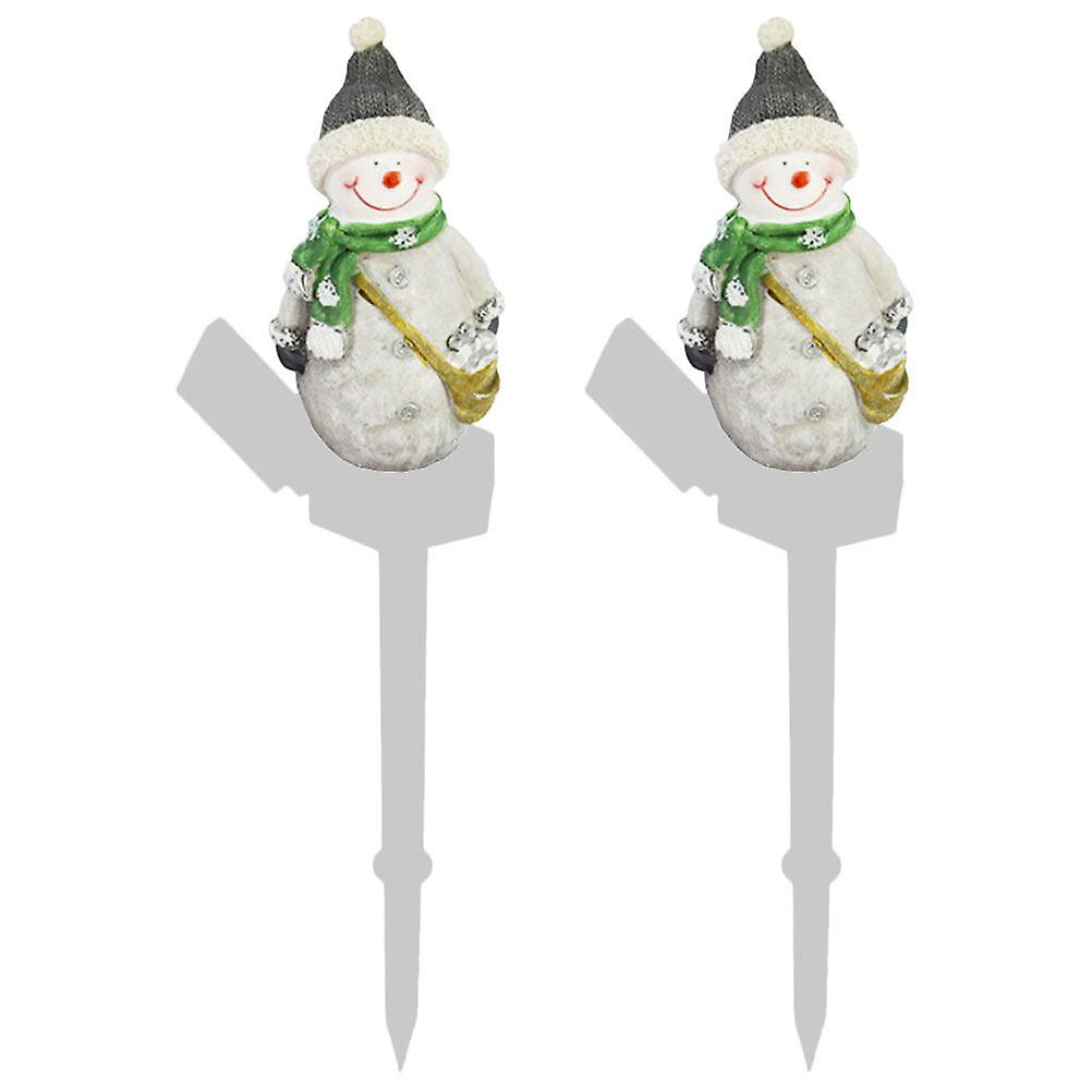 2pcs Garden Solar Energy Lamp Snowman Solar Powered Lamp Outdoor Solar Stake Light Adornment