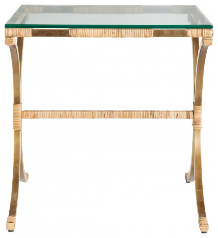 Templeton End Table  Vintage Brass  Rectangle  18.5 quotW (DC2022 3MRL4)   Tropical   Side Tables And End Tables   by Lighting Reimagined  Houzz