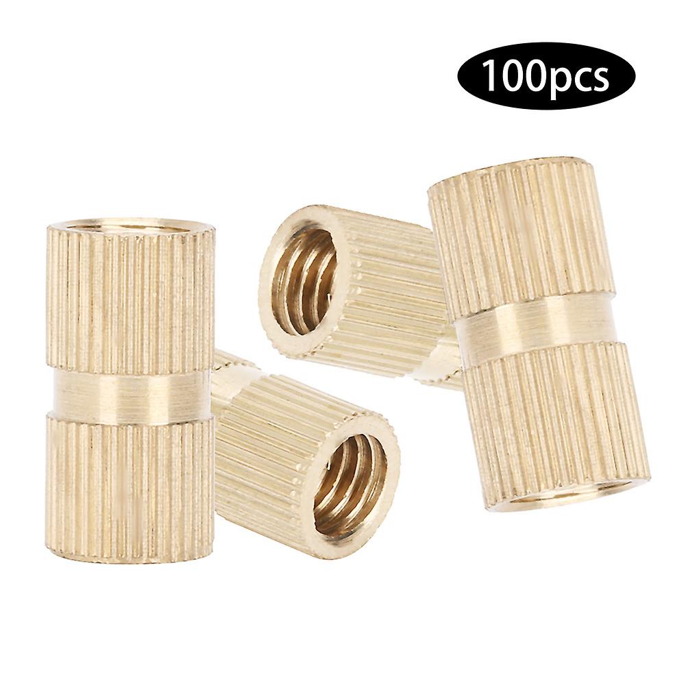 100pcs Knurl Insert Nut Brass Double Pass Embedded Fastener Handmade Accessoriesm8 X 16 X 10