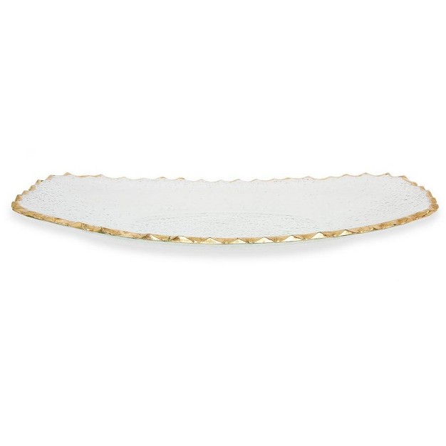 Classic Touch Glass Oblong Tray With Gold Edge 15 5 quot l