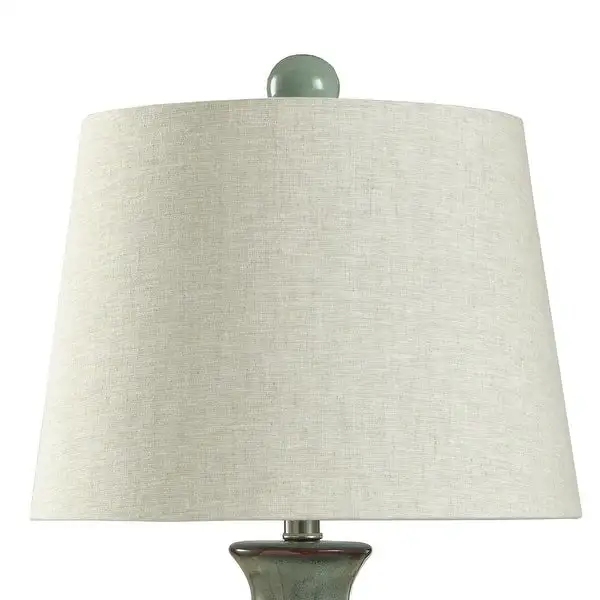 Ceramic Table Lamp - Blue Bay Finish - Beige Linen Shade