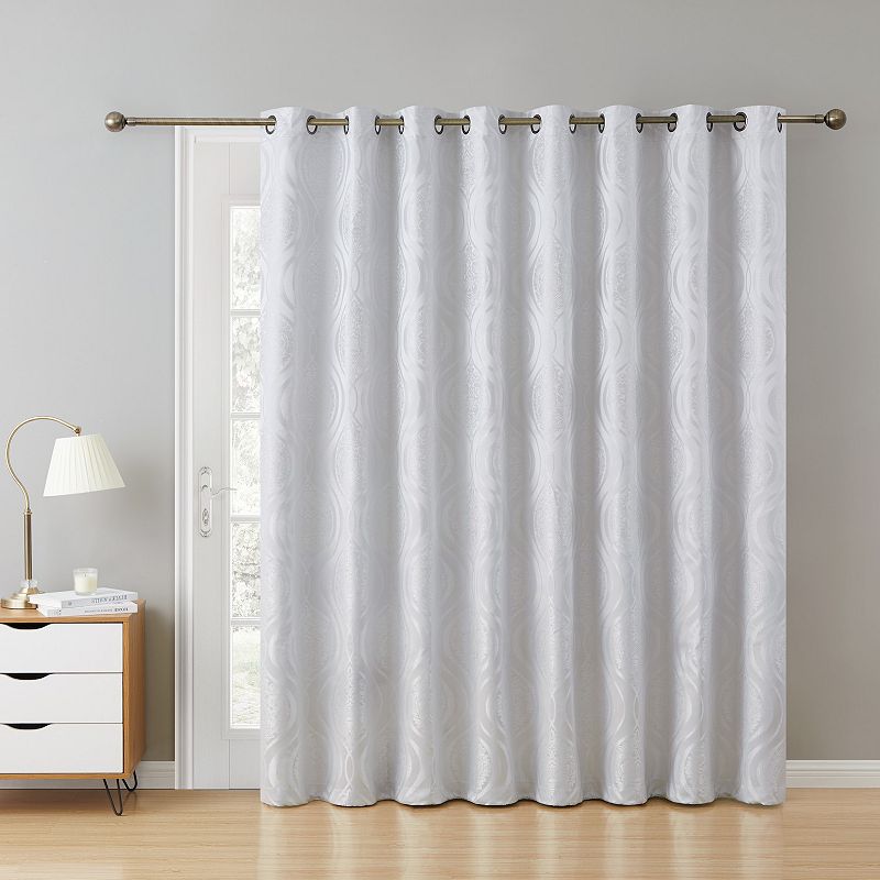 THD Sophia Damask 100% Complete Blackout Grommet Curtain Panel Sliding Glass Patio Door -  100 W x 84 L