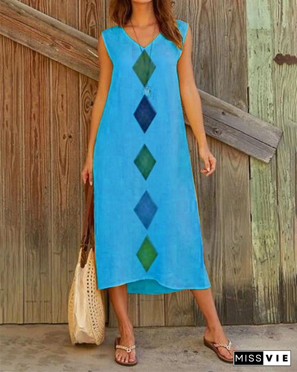 Rectangle Sleeveless Women Holiday Daily Fashion Maxi Dresses