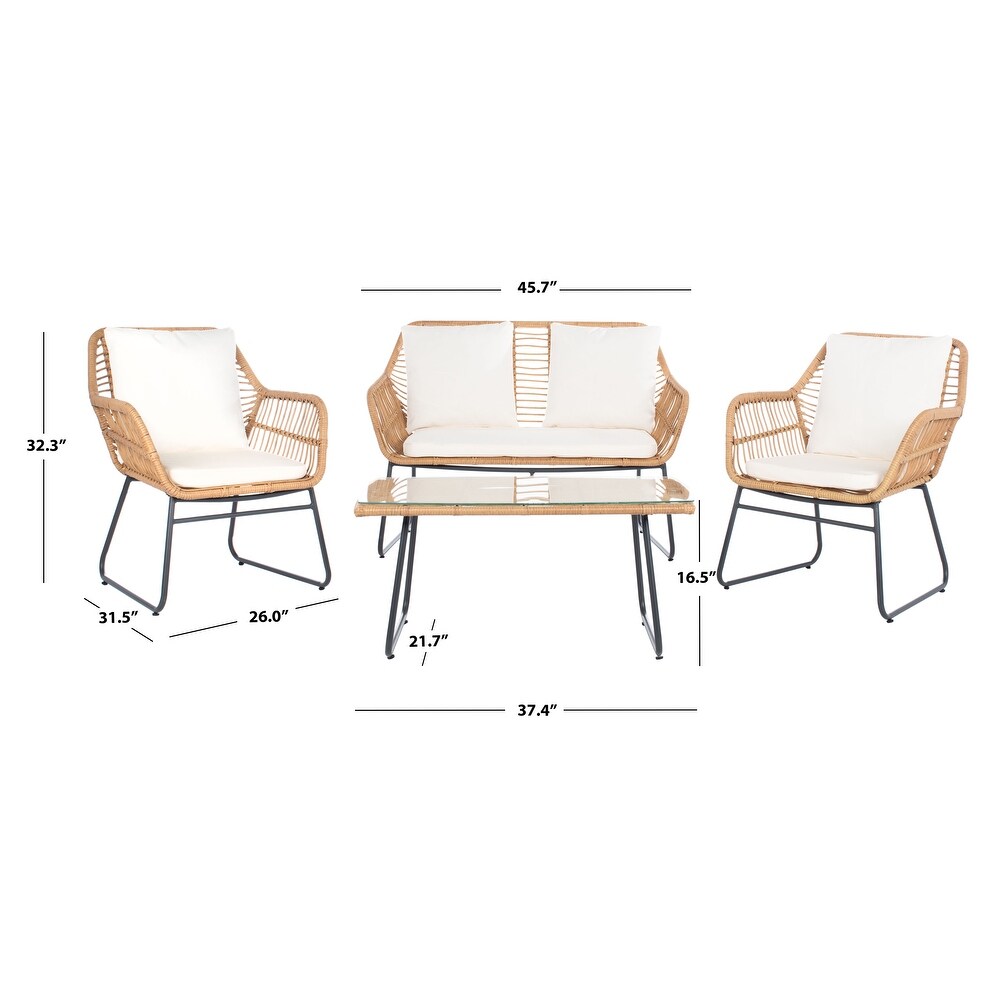 SAFAVIEH Outdoor Living Roston Rattan 4 piece Patio Set