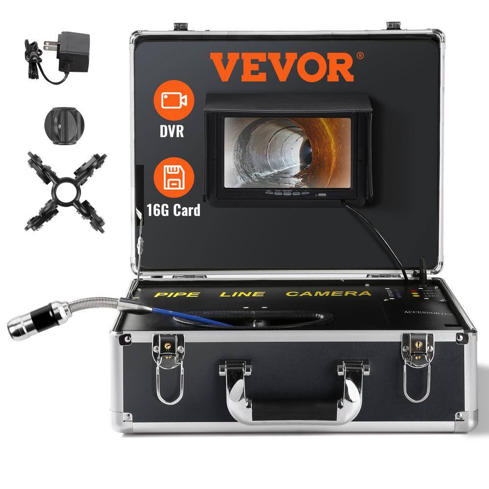 VEVOR Sewer Pipe Camera 7 in. Screen Pipeline Inspection Camera 66 ft. with DVR Function 16GB SD Card Storage Box for Market LXKXSGDNKJ720USJJV1