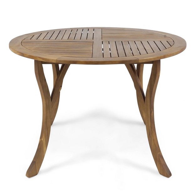 Round Acacia Wood Dining Table Teak Christopher Knight Home