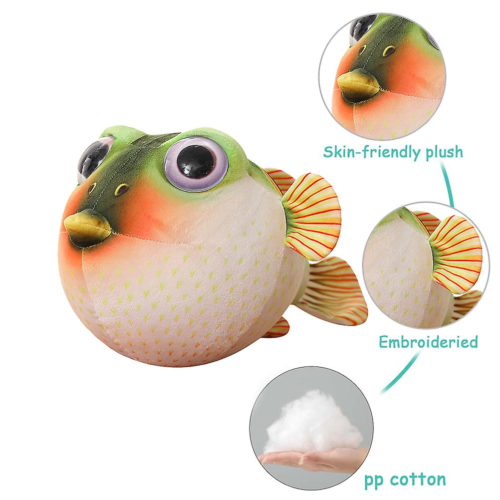 Cute Puffer Fish Plush Toy Cartoon Soft Stuffed Animal Fluffy Toy Throw Pillow Sofa Couch Bedroom Decor Gifts