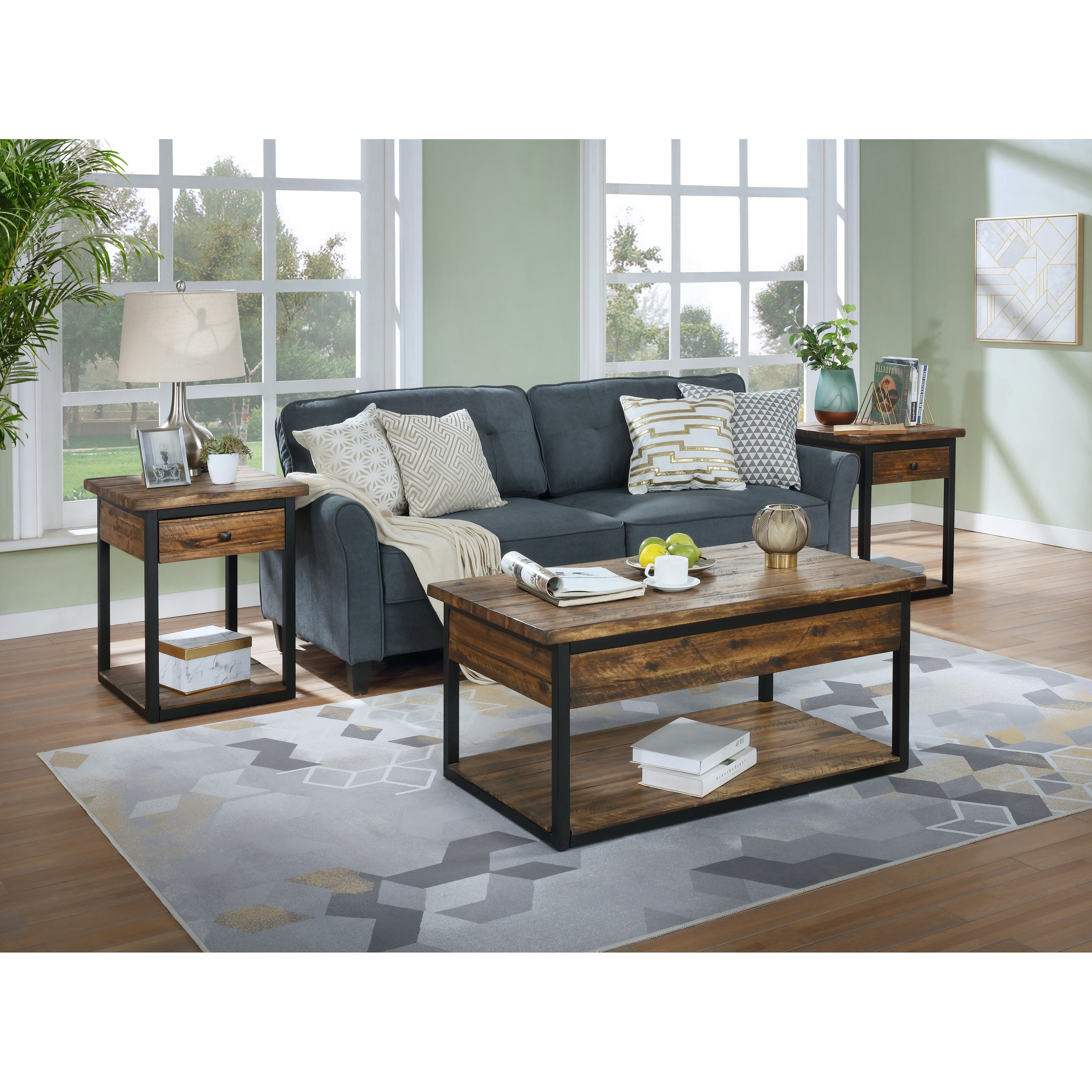 Carbon Loft Ciaravino Rustic Wood 3-piece Coffee and End Table Set