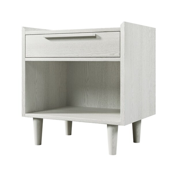 Modern One-Drawer Nightstand Side Table with Solid Wood Legs - - 37612690