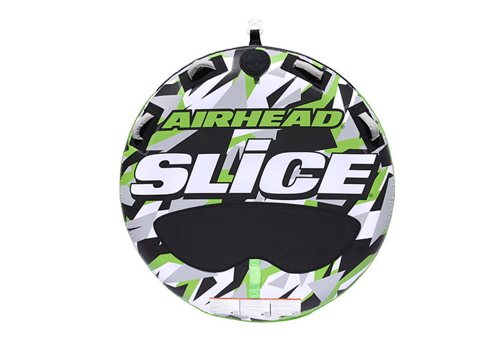 Airhead Slice 2-Person Towable Boat Tube Float， Heavy-Duty Nylon， Green/Gray