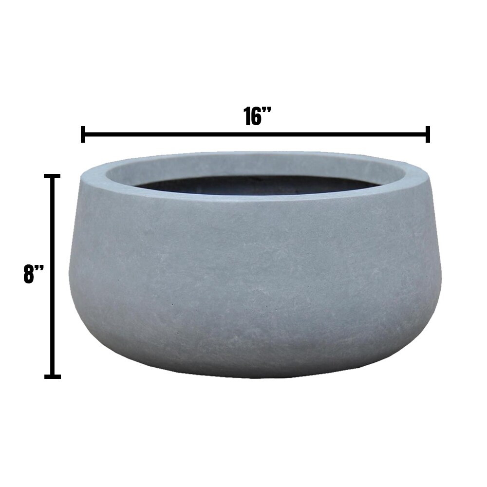 Durx litecrete Lightweight Concrete Modern Low Bowl Cement Planter Medium   15.7'x15.7'x7.9'