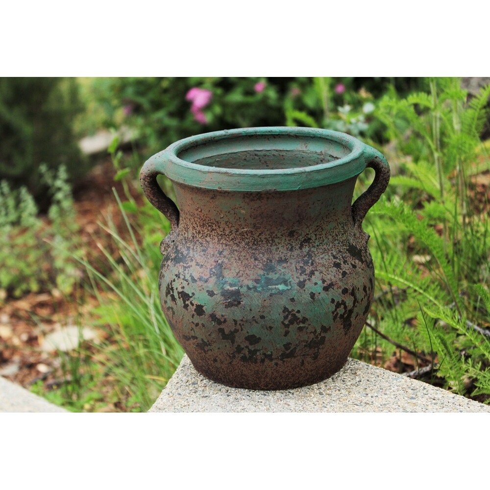 Green Earthen Ware Terracotta Planter with Handles   7.5\