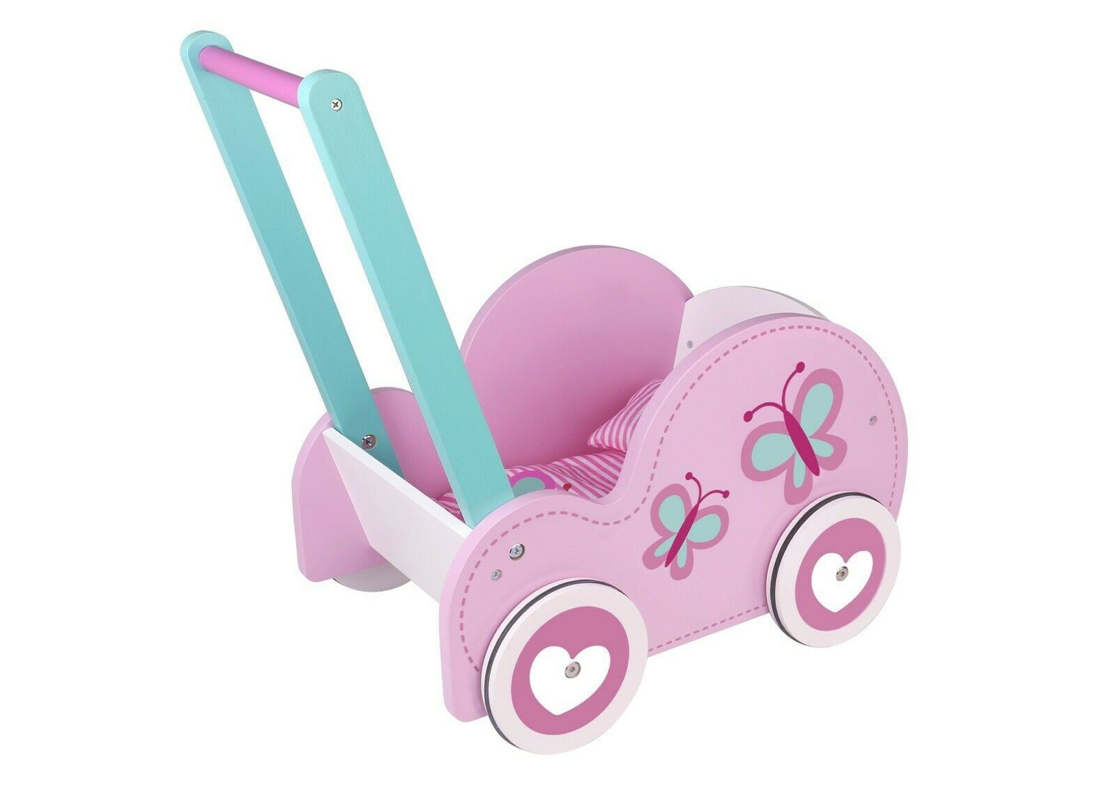 Toysters Wooden Push Walker Wagon for Toddlers | Adorable Baby Doll Carrier Bugg