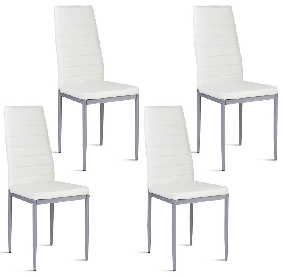 Costway Set of 4 PU Leather Dining Side Chairs Elegant Design Home Furniture   Midcentury   Dining Chairs   by Costway INC.  Houzz