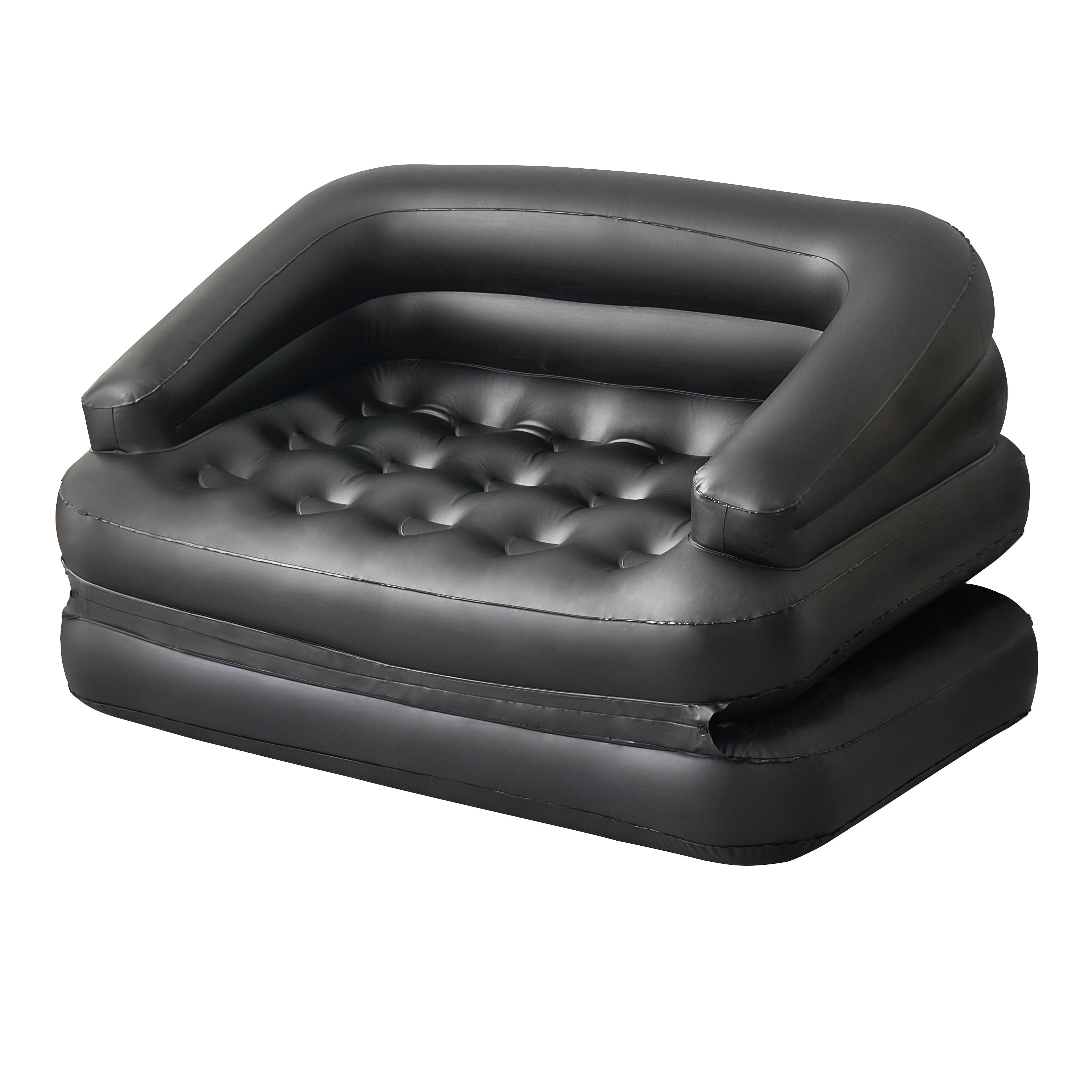 Avenli Inflatable Sofa Bed， Air Mattress， Lounge Chair Couch for Camping， 5-in-1， Full， Black(Pump Not Included)