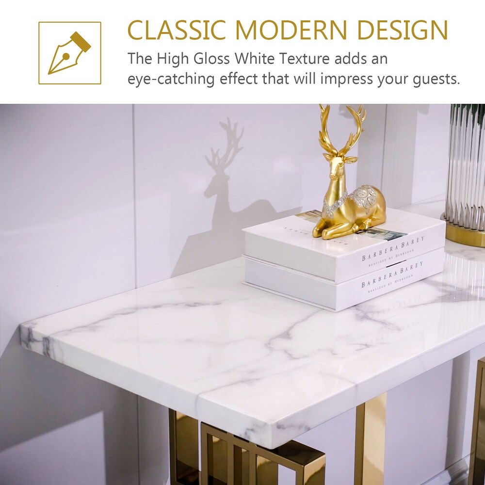 Luxury White and Gold Living Room Tables Coffee Table End Table Console Table for Living Room Guest Hall Reception Room Entryway