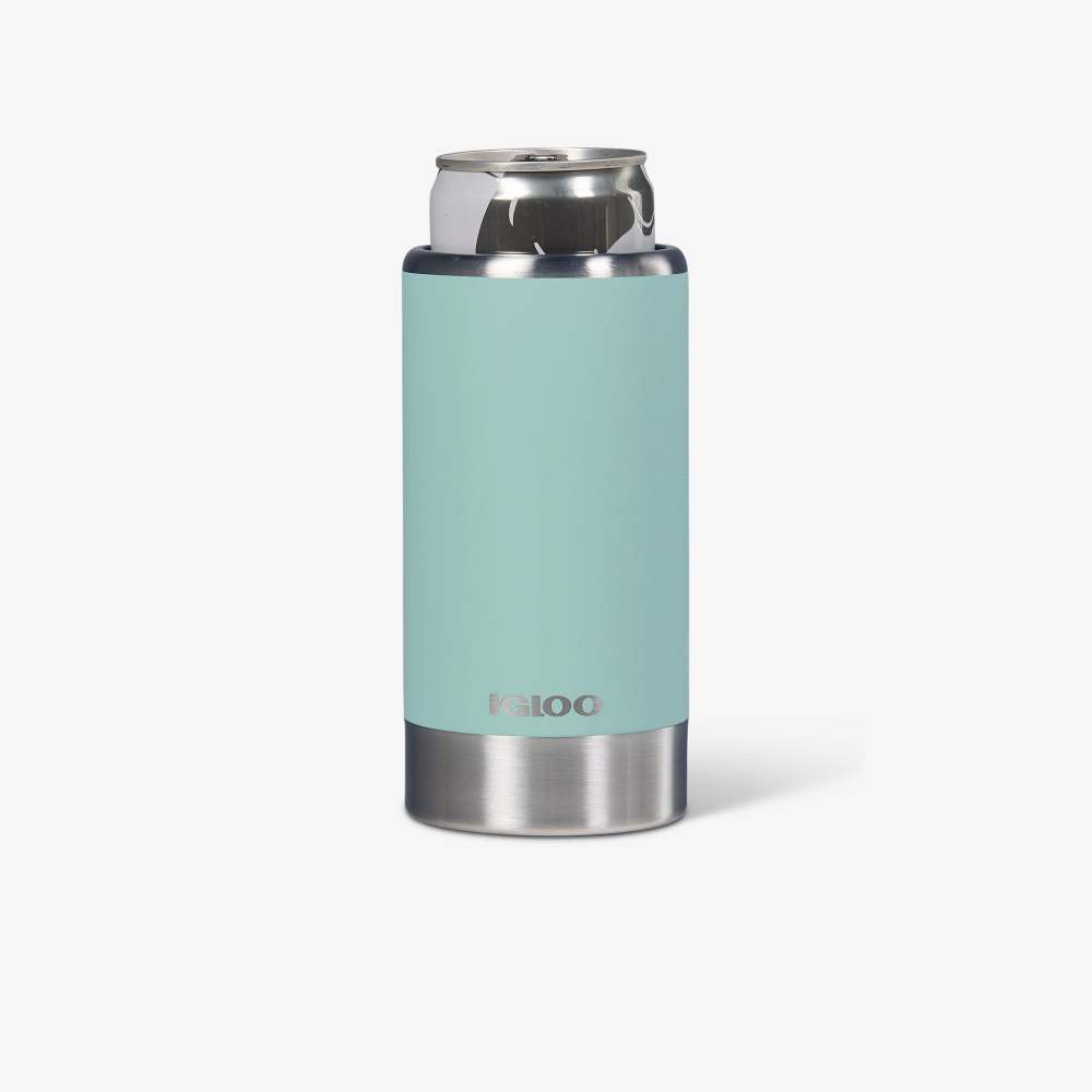 Igloo Coolmate Slim Can Cooler Reusable Seafoam Steel 12oz ;