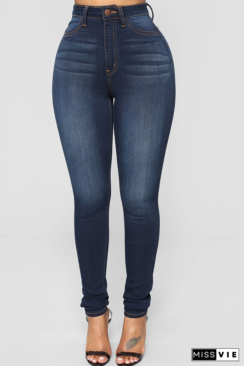 High Waist Elastic Skinny Jeans