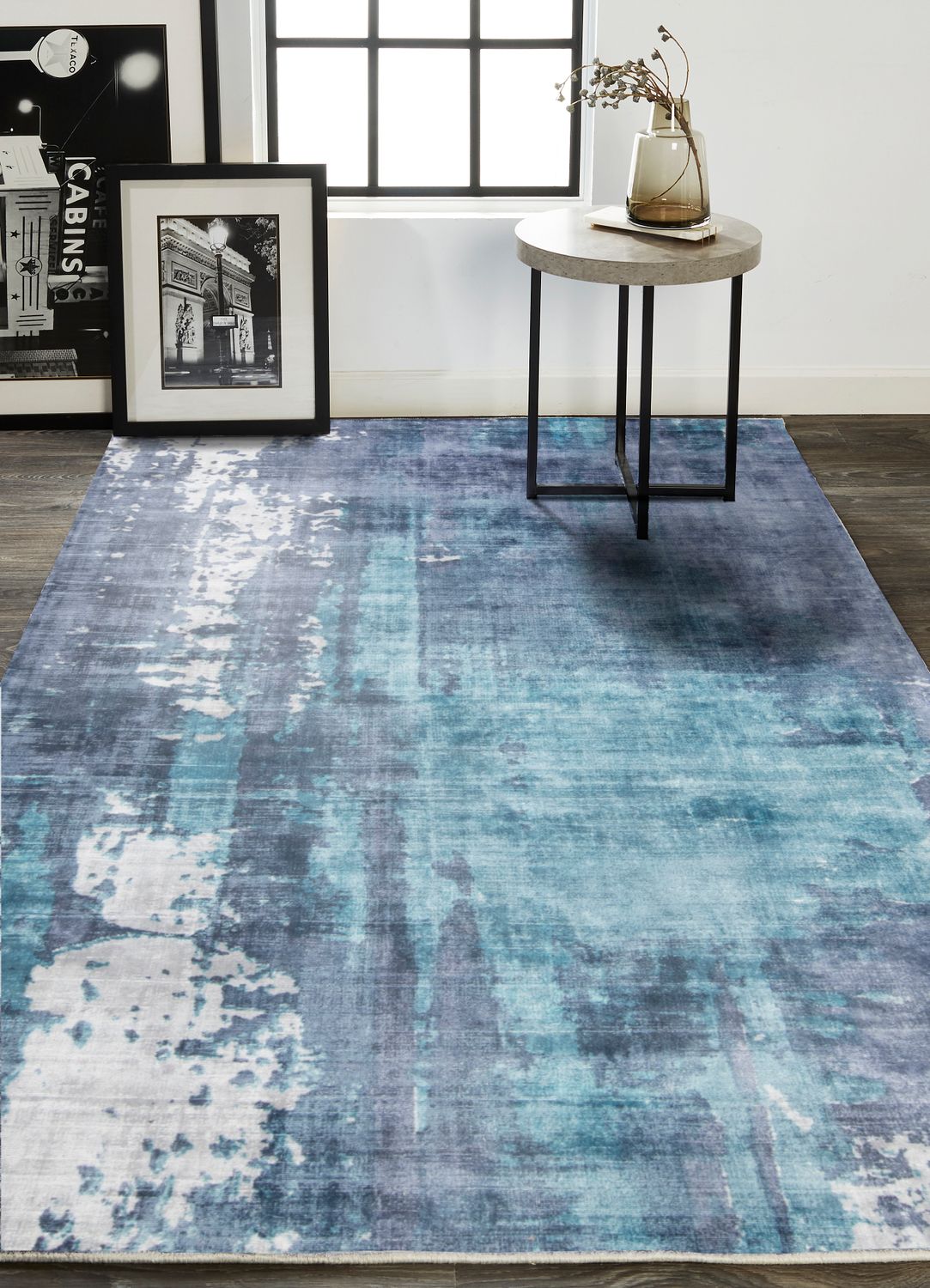 Cashel Hand Woven Navy and Ocean Blue Rug by BD Fine