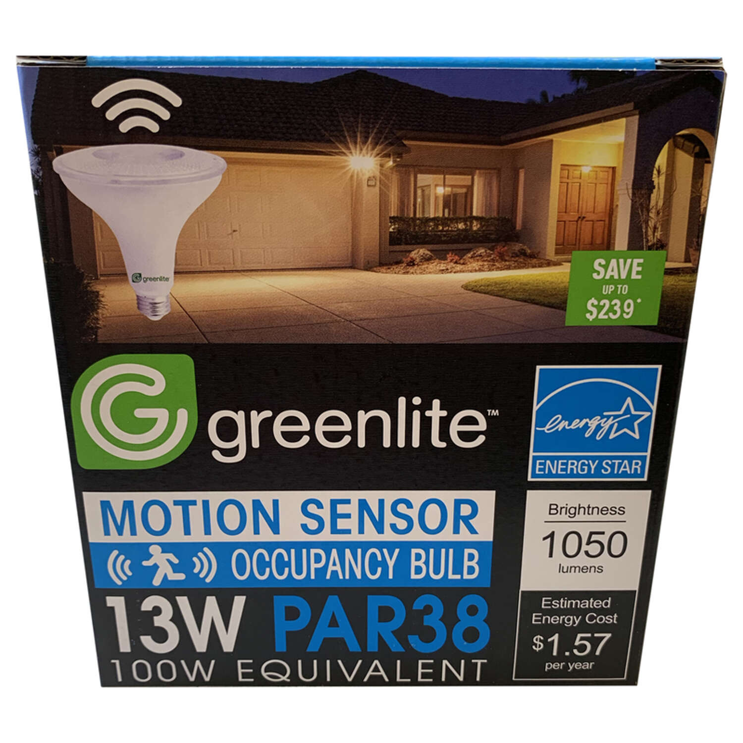 Greenlite PAR38 E26 (Medium) LED Motion Activated Bulb Bright White 100 Watt Equivalence 1 pk