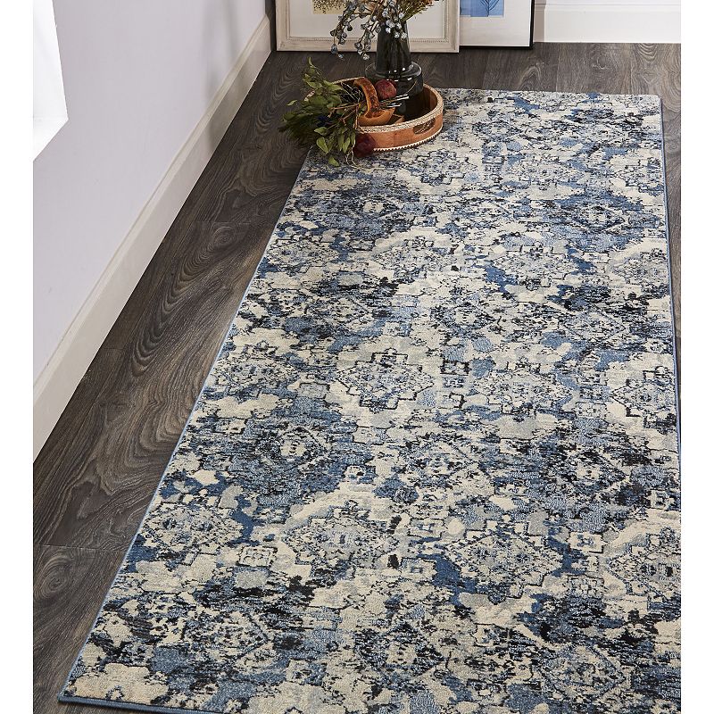 Weave and Wander Tullamore Blue Ornamental Area Rug