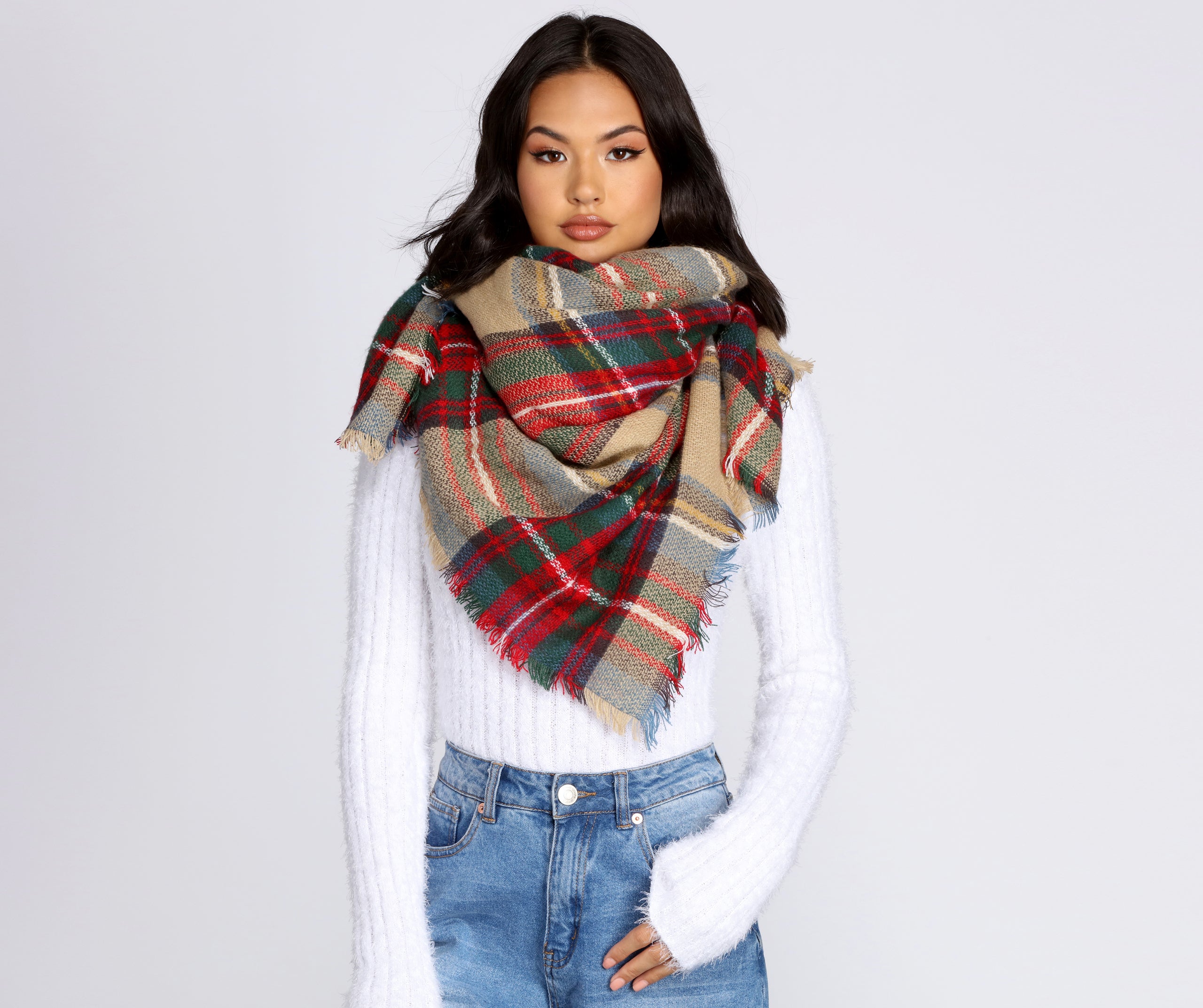 Cozy Plaid Blanket Scarf