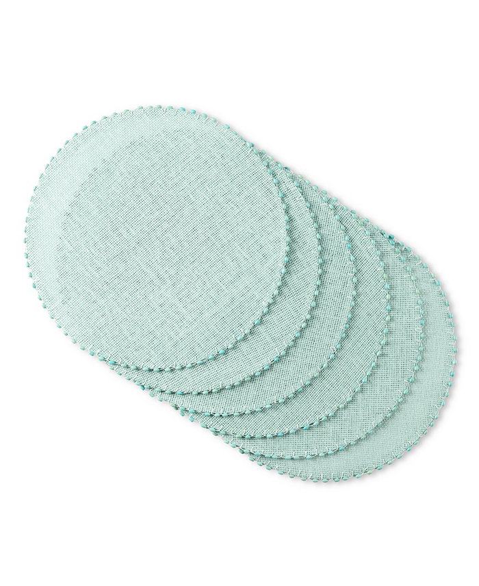 Martha Stewart Woven Water Resistant Lindos Placemat 6-Pack Set 15 Round