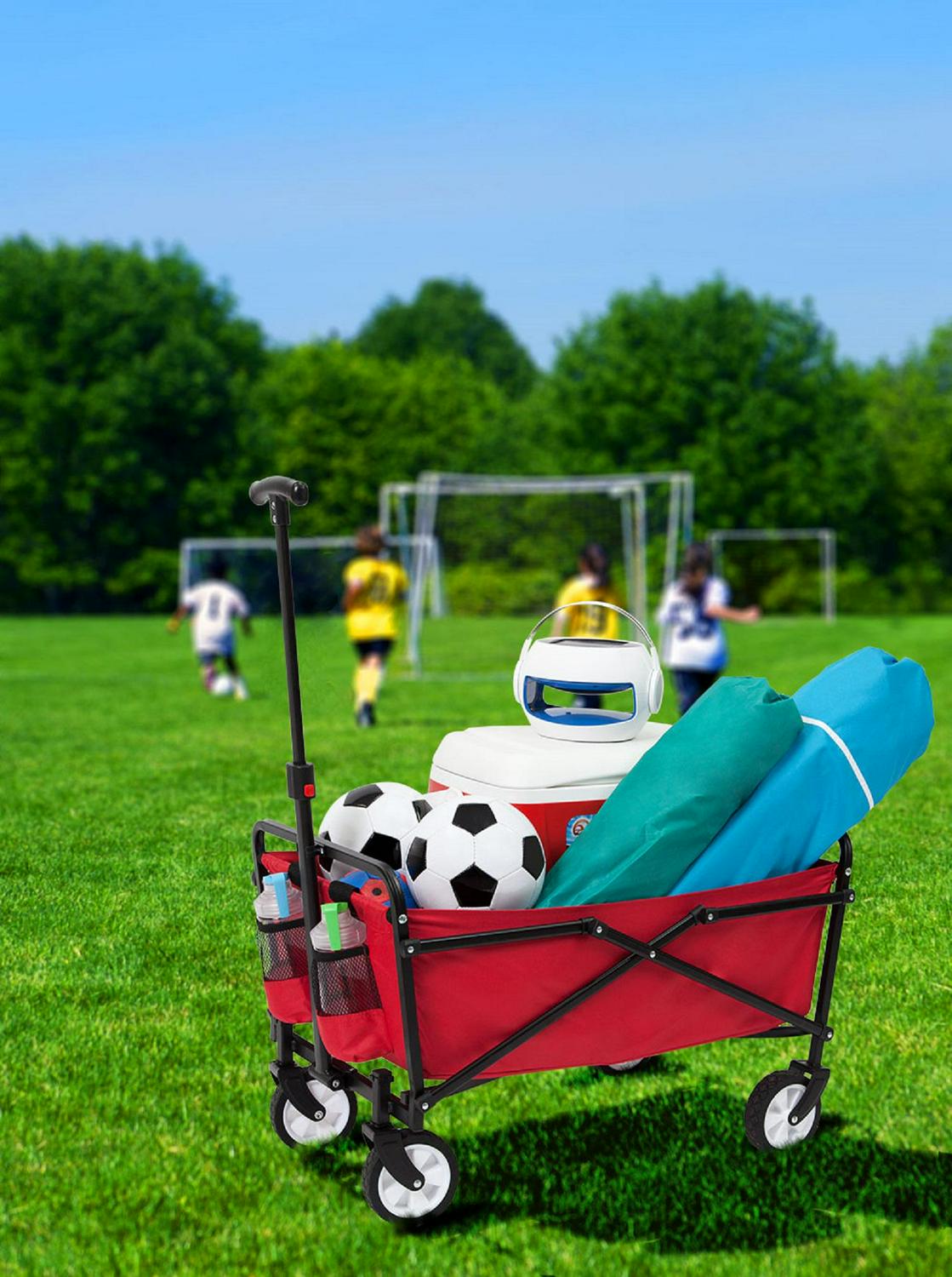 Seina Compact Folding Outdoor Utility Wagon Red  Crowdfused