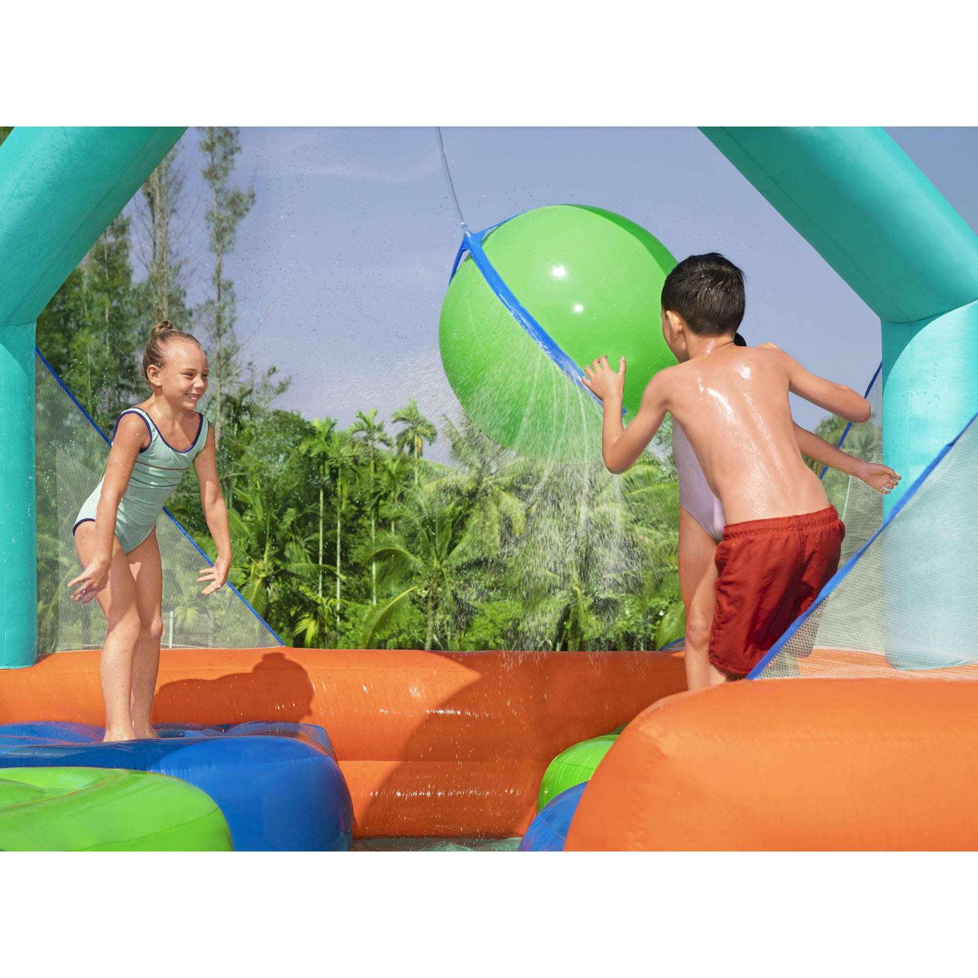 Bestway H2OGO! Dodge & Drench Kids Inflatable Outdoor Water Park with Air Blower