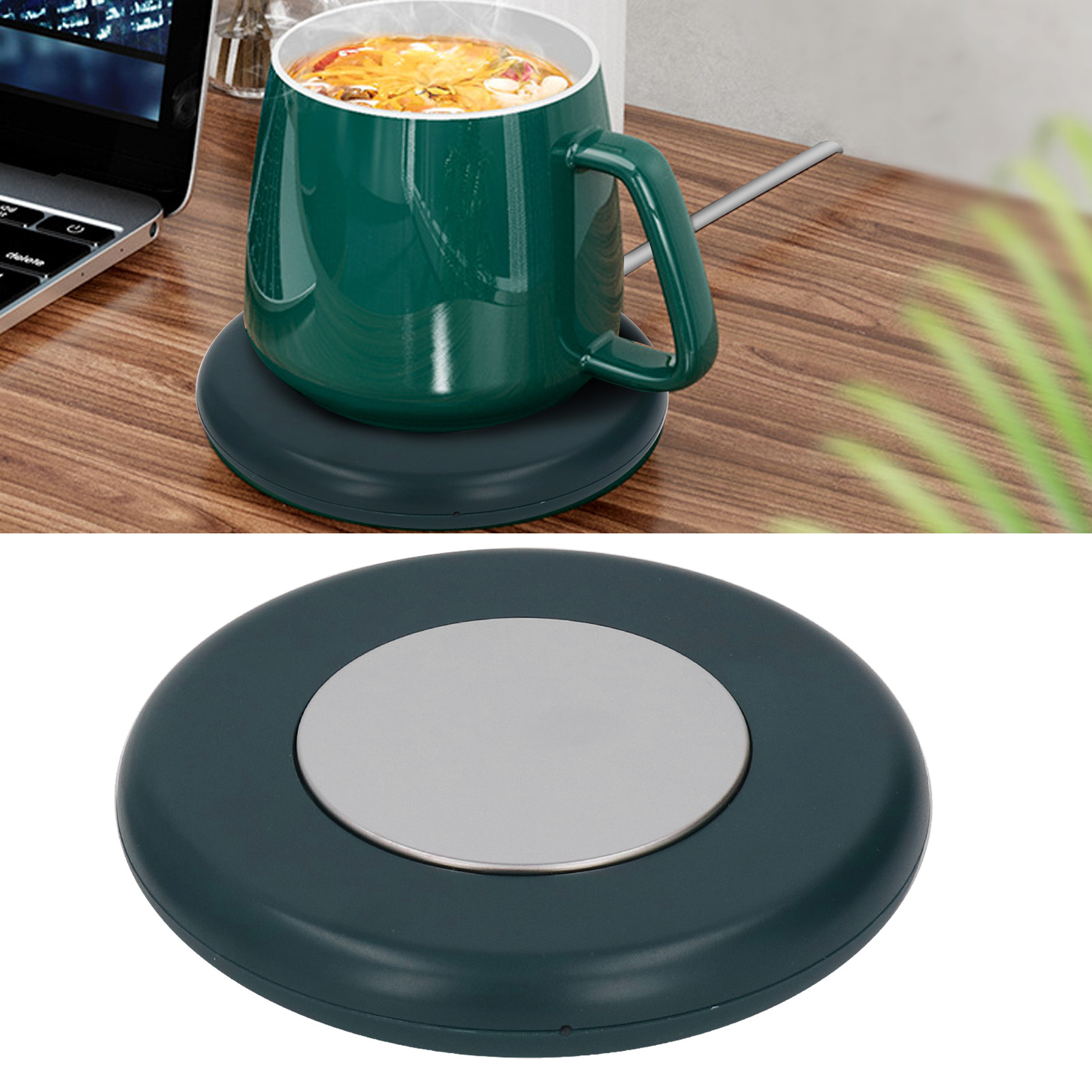 Rechargeable Mug Warmer， ABS Aluminum Alloy Coffee Mug Warmer  For Coffee For Office Green