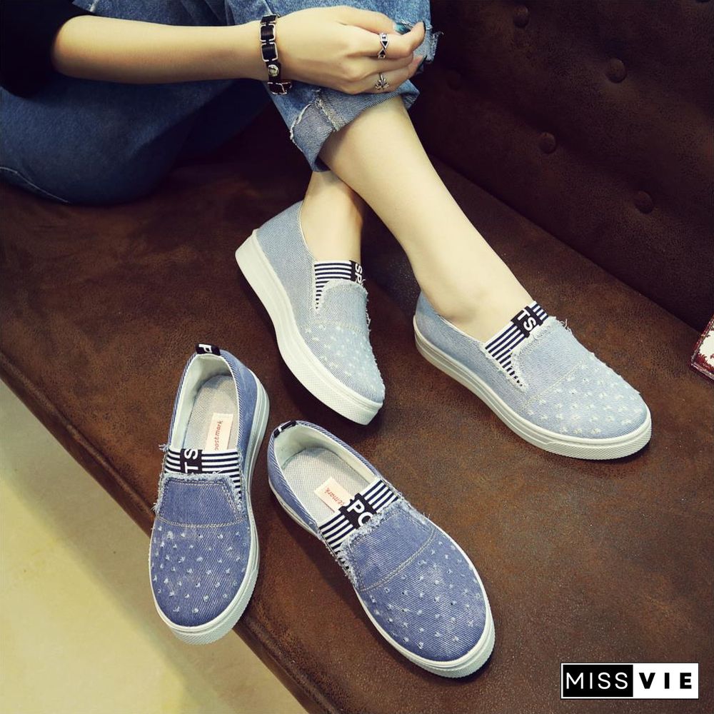 Women Denim Flats Casual Jeans Shoes Soft Flats Shoes