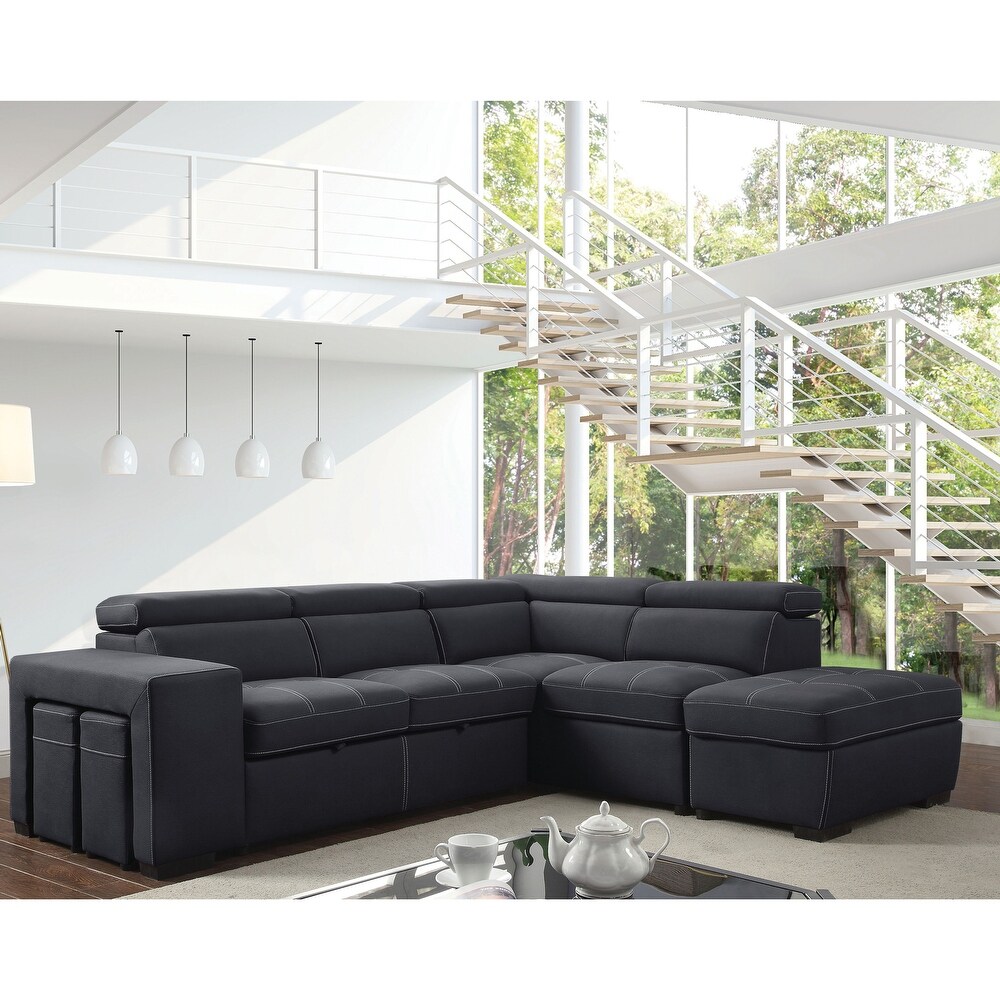 Brunelli Modern Grey Microfiber Sleeper Sofa Sectional by Strick   Bolton