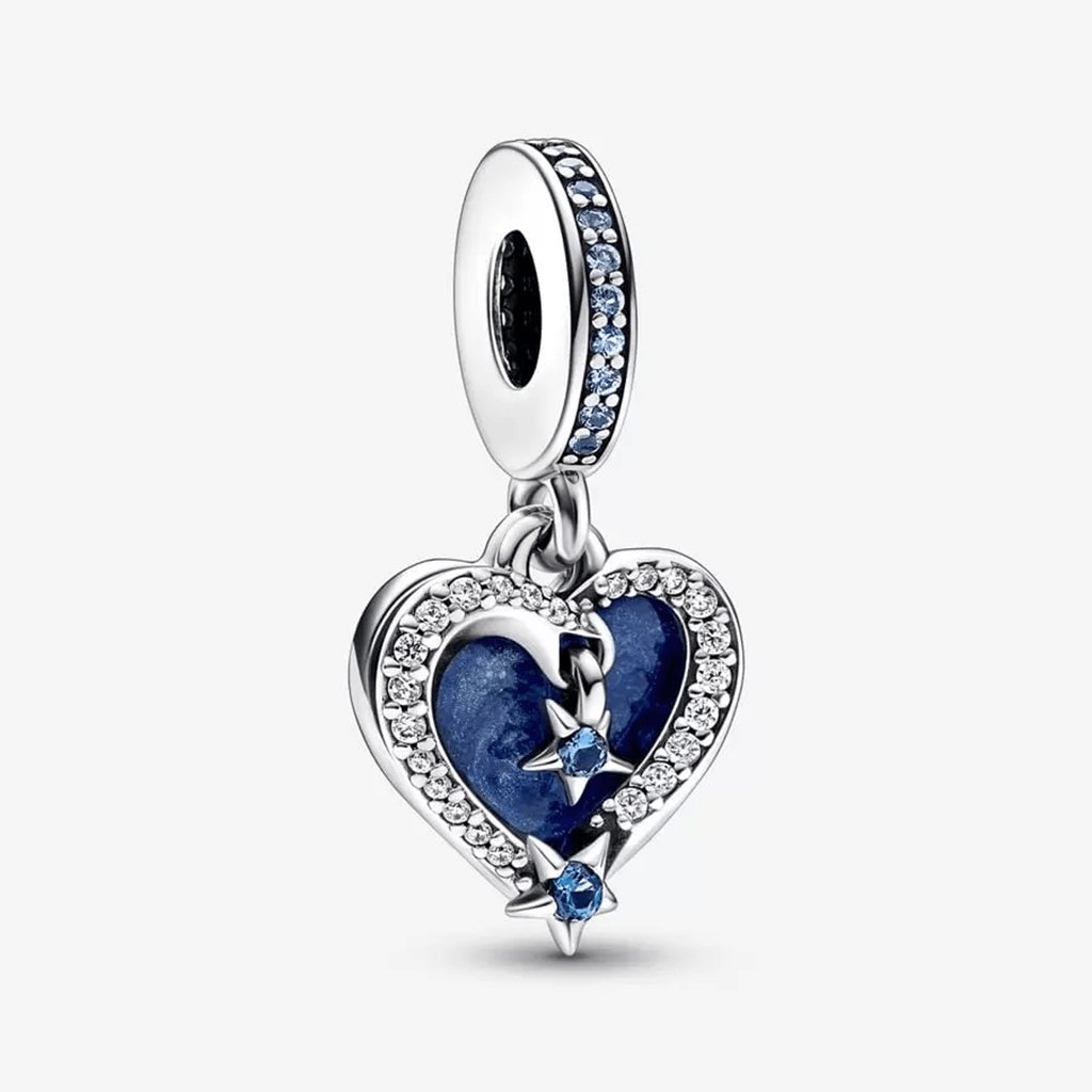 PANDORA  Celestial Shooting Star Heart Double Dangle Charm