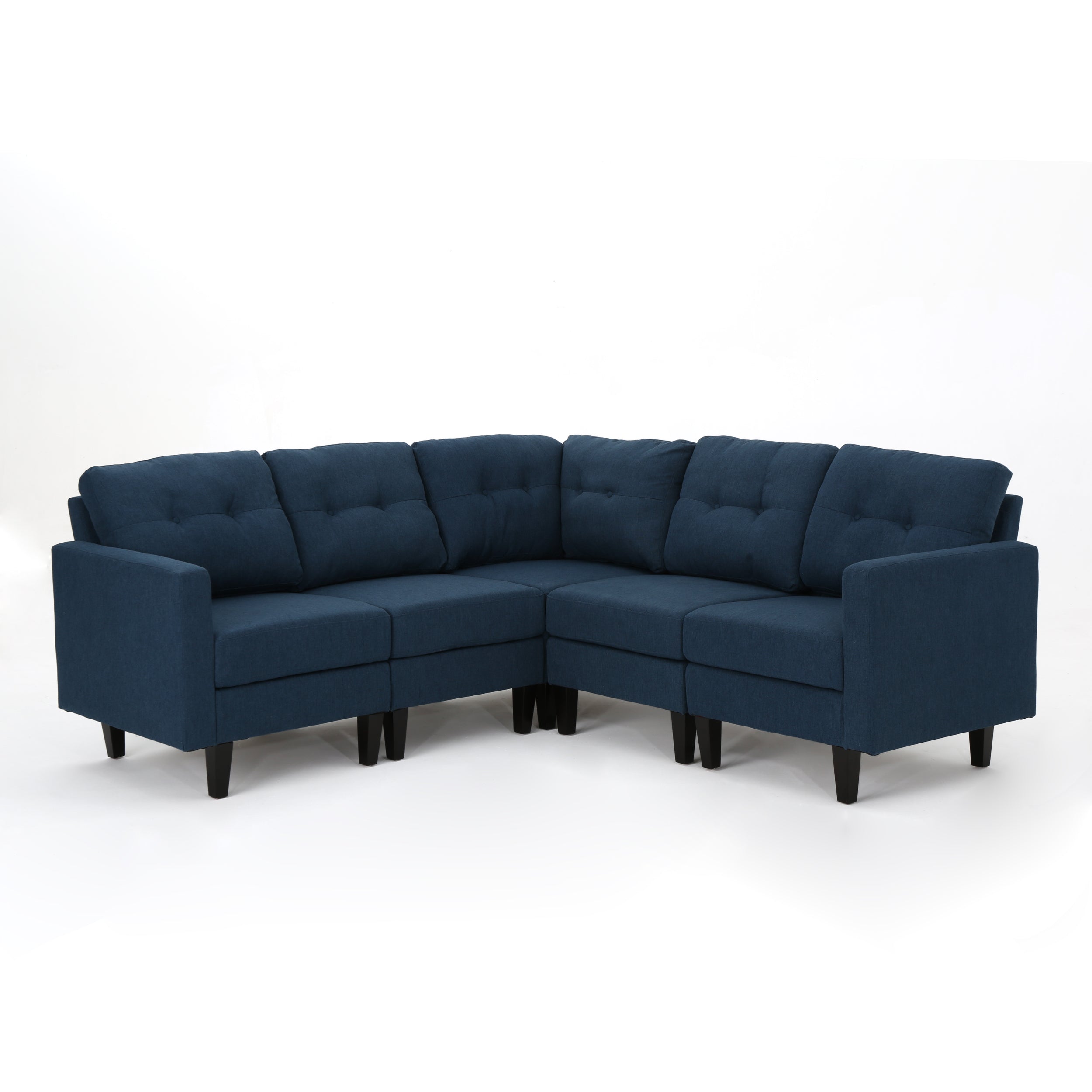 Niya Mid Century Modern 5 Piece Fabric Sectional Sofa