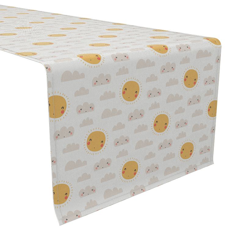 Table Runner， 100% Cotton， 16x90， Sun and Clouds