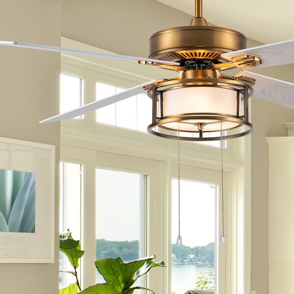 Lena River of Goods Brass and Glass 52-Inch Ceiling Fan with Light - 52