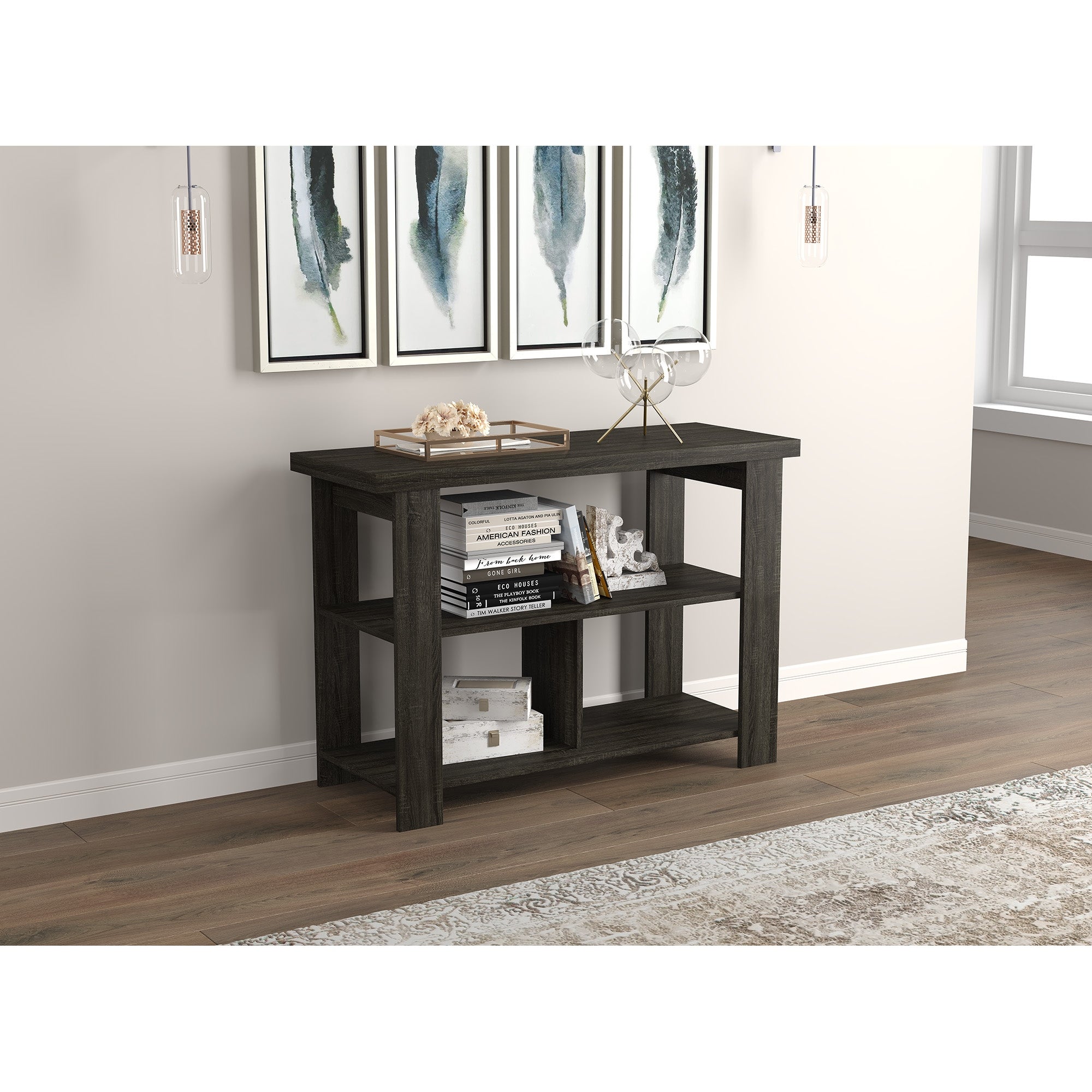 Console Table 41.25L Dark Grey 3 Shelves - 41.25