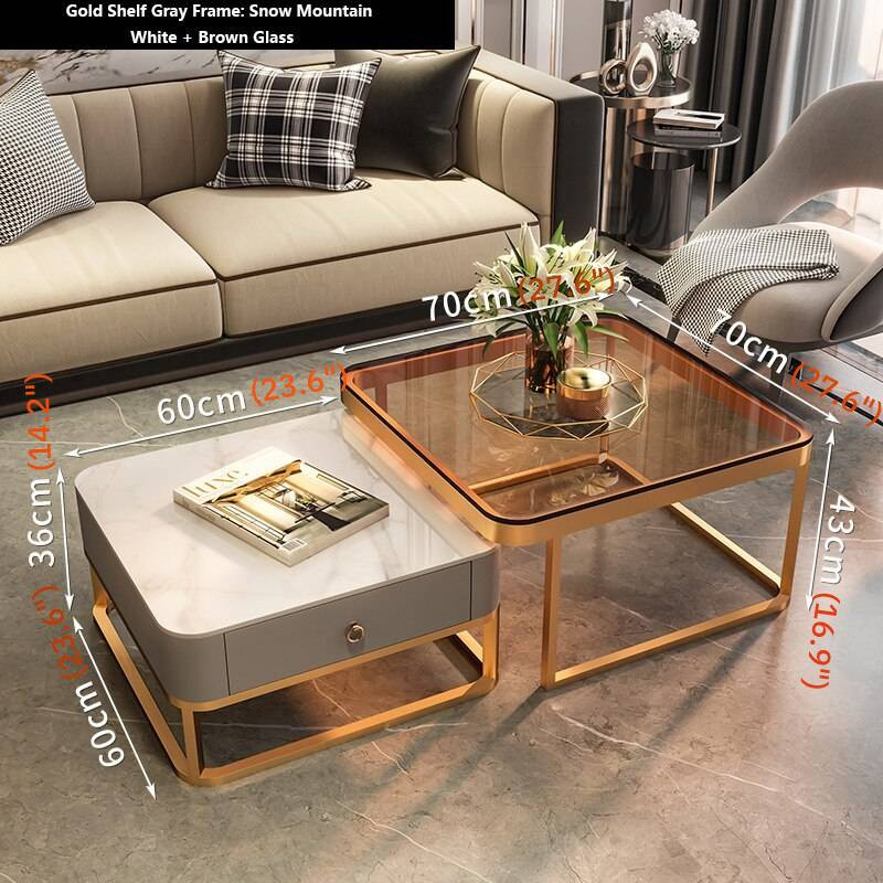 Gold/Black Nordic Coffee Table For Living Room   Modern   Coffee Table Sets   by Miron Demid LLC  Houzz