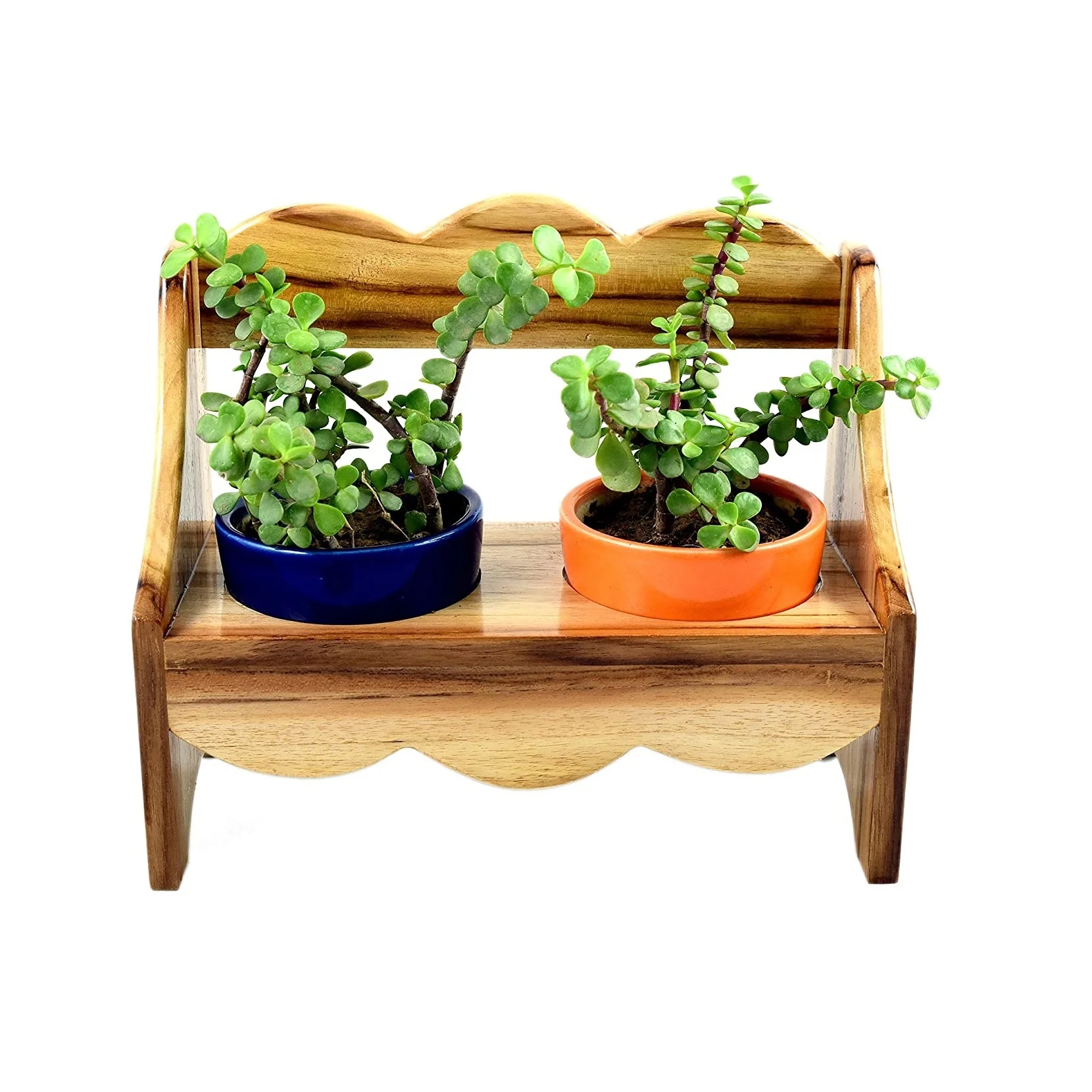 Wooden Bench Planter with Ceramic Pots decorations for home garden supplies