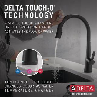 Delta Monrovia Single-Handle Pull Down Sprayer Kitchen Faucet with Touch2O Technology in Matte Black 9191T-BL-DST