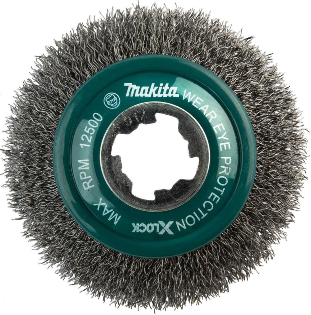 Makita X LOCK 4 Carbon Steel Crimped Wire Bevel Brush ;