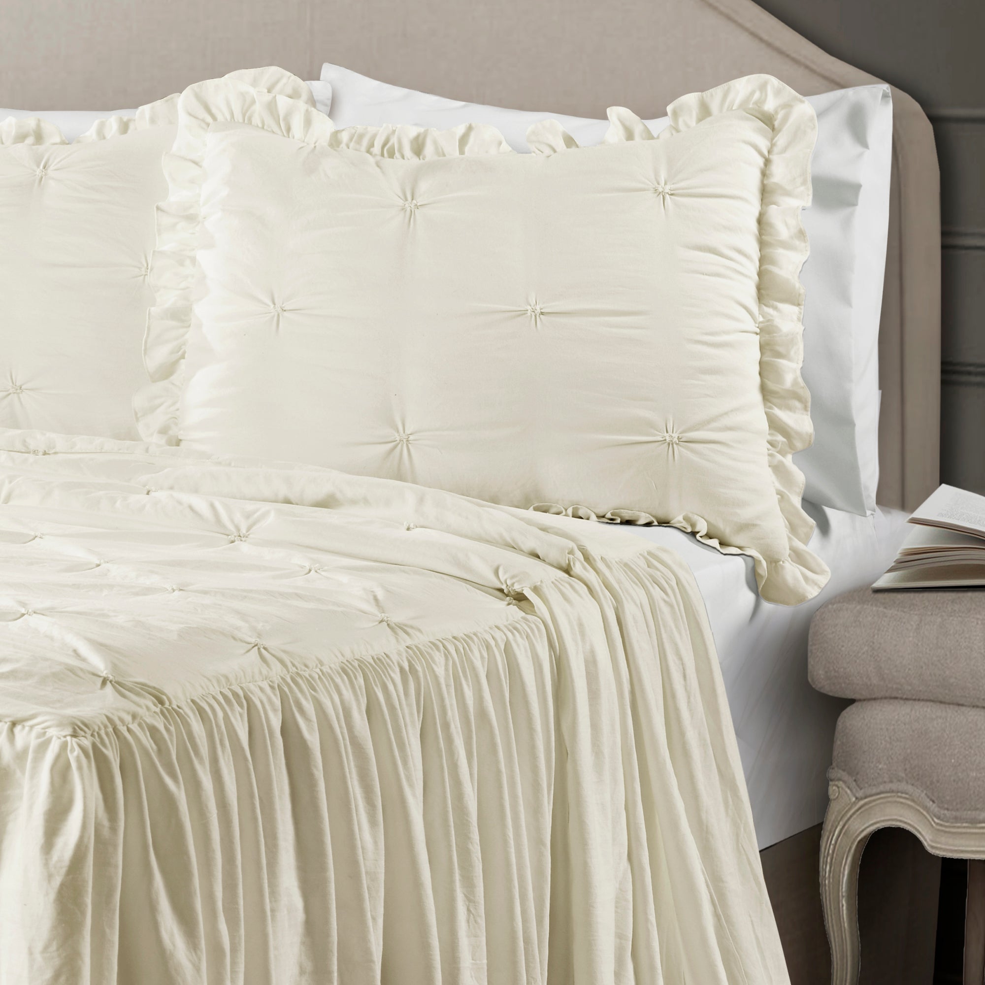 Ravello Pintuck Ruffle Skirt Bedspread Set