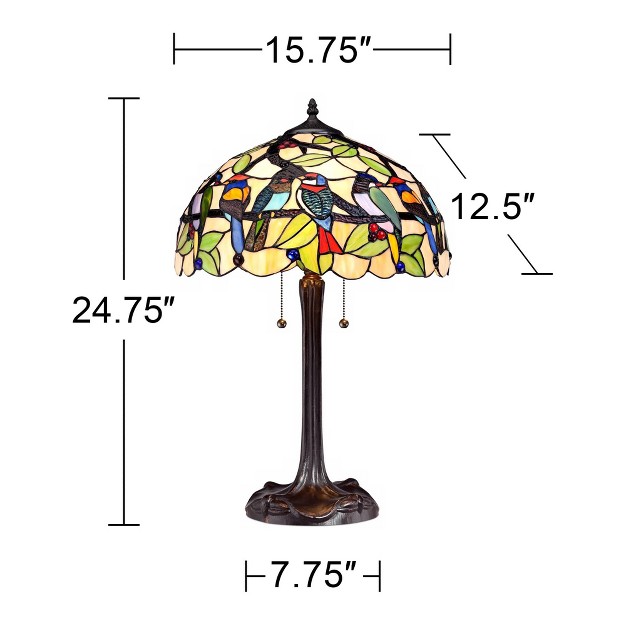 High Bronze Tropical Birds Stained Glass Shade For Living Room Family Bedroom Nightstand