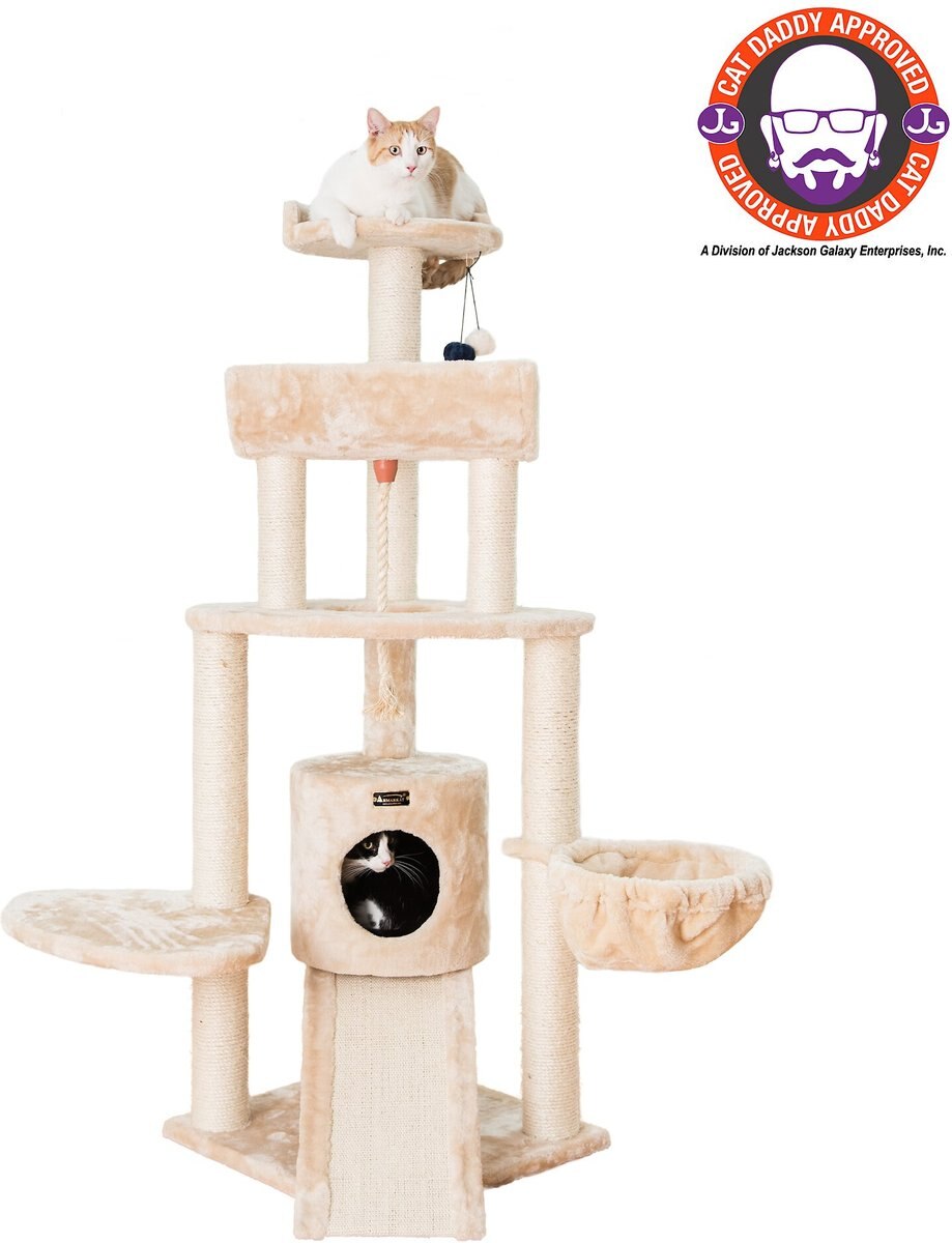 Armarkat 58-in Cat Tower and Ramp Cat Tree， Beige