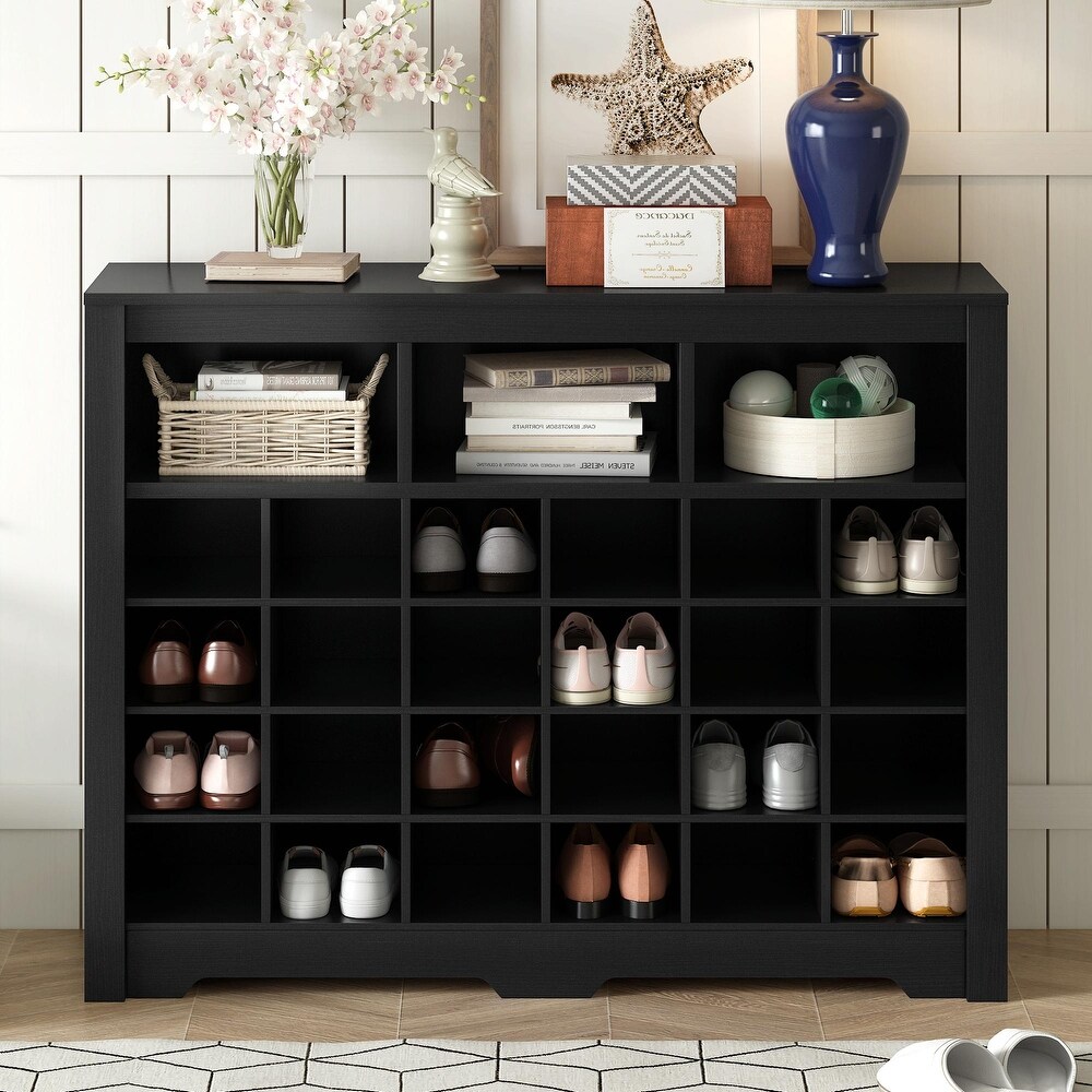 Contemporary 24 Cubby Shoe Console: Stylish  High Quality Storage Solution