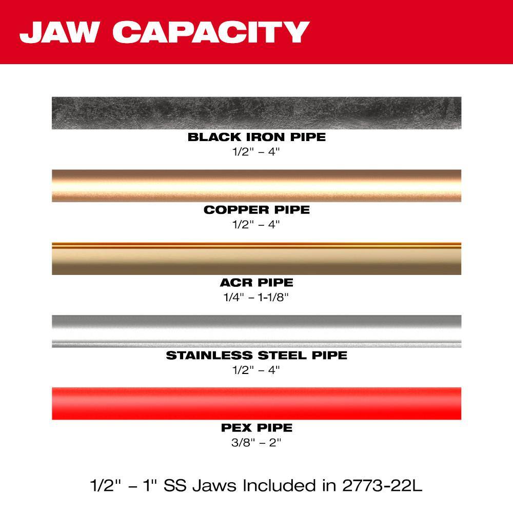 MW M18 18-Volt Lithium-Ion Cordless FORCE LOGIC Long Throw Press Tool with 14 in - 78 in. ACR Jaw Set (6-Jaws Included) 2773-20L-49-16-2661M