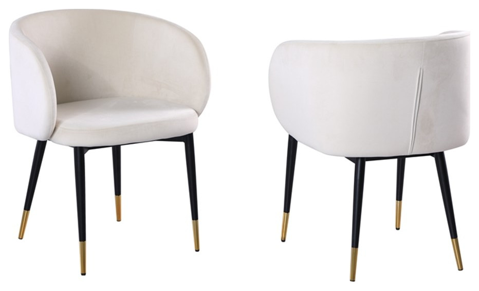 Hemingway Velvet Upholstered Side Chair in Cream   Dining Chairs   by Homesquare  Houzz